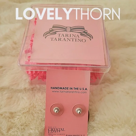 TARINA TARANTINO // ltd ed coral-pink convex oval silver studs post earrings - Picture 4 of 4